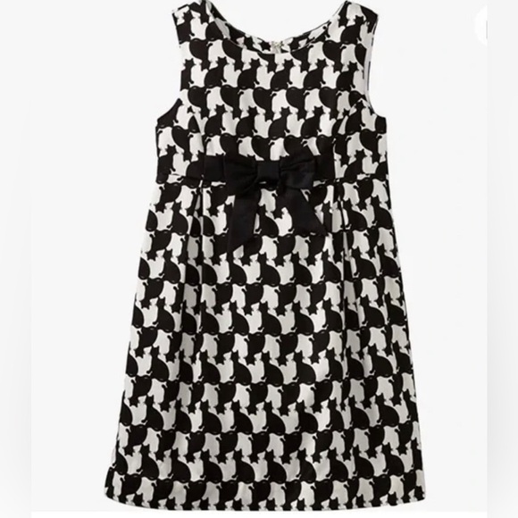Lilly Pulitzer Girls 6Y Black/White Evie Fancy Fest Cat Design Shift Dress - EUC - Picture 1 of 11